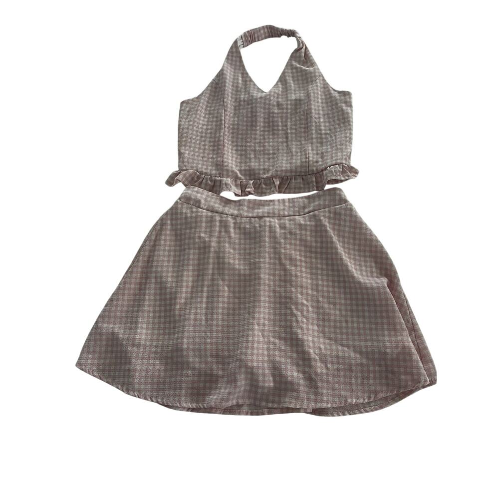Speechless Kids Girl's size 12 Pink Gingham Halter Top Skort Set (2 Pieces)